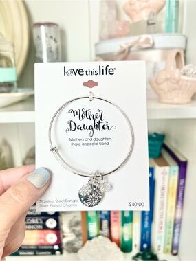 ⁠NWT Love This Life Mother Daughter Bangle Bracelet Stainless Silver Plated